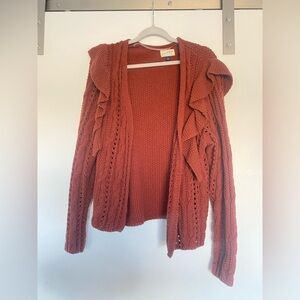 Universal Thread Women's Rust Ruffle Cardigan
